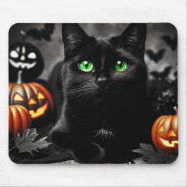 Spooky Halloween Black Cat Mouse Pad Musmatta