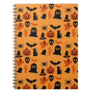 Spooky Halloween - Black & Orange Trick Anteckningsbok
