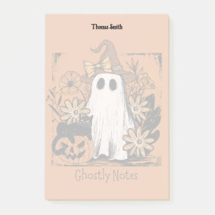 Spooky Halloween Blommigt Ghokostes Post-it Block