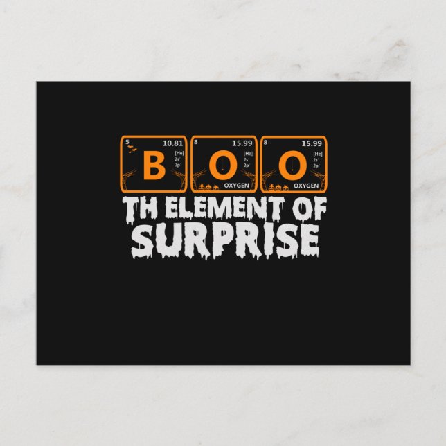 Spooky Halloween BOO Primary Elements of Surprise Vykort (Framsida)