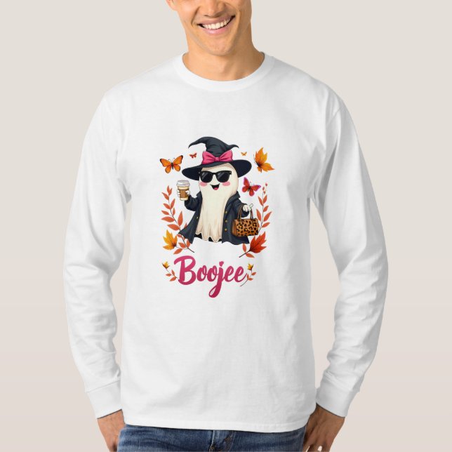 Spooky Halloween Boojee Sassy Classy Ghost T Shirt (Framsida)