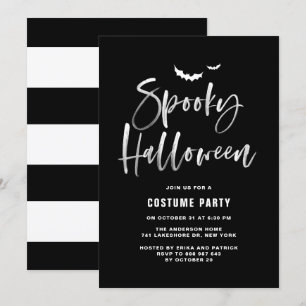 Spooky Halloween Brush Lettering Costume Party Inbjudningar