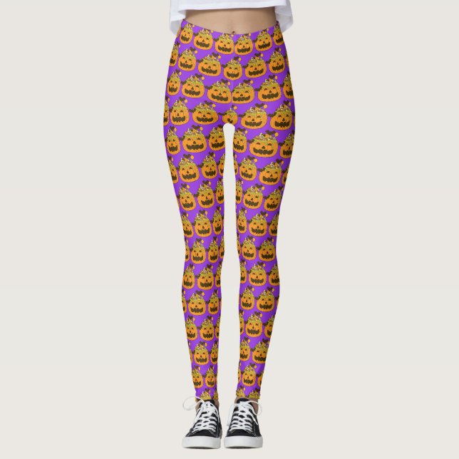 Spooky Halloween Candy Pumpkin Leggings (Framsida)