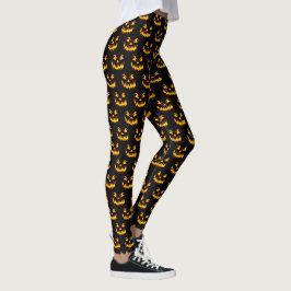 Spooky Halloween Carved Pumpkin Ansikte Leggings