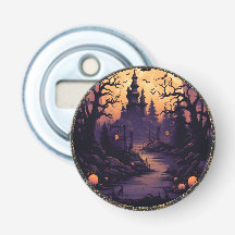 Spooky Halloween Castle Button Bottle-öppnare