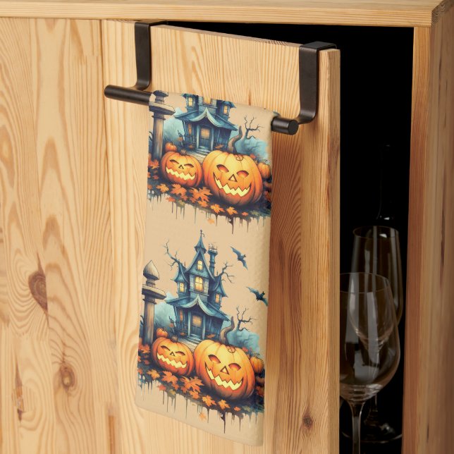 Spooky Halloween Castle Kitchen Towels Kökshandduk (Thirds Fold)
