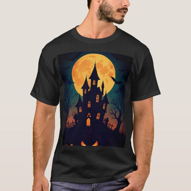 Spooky Halloween Castle T Shirt (Framsida)