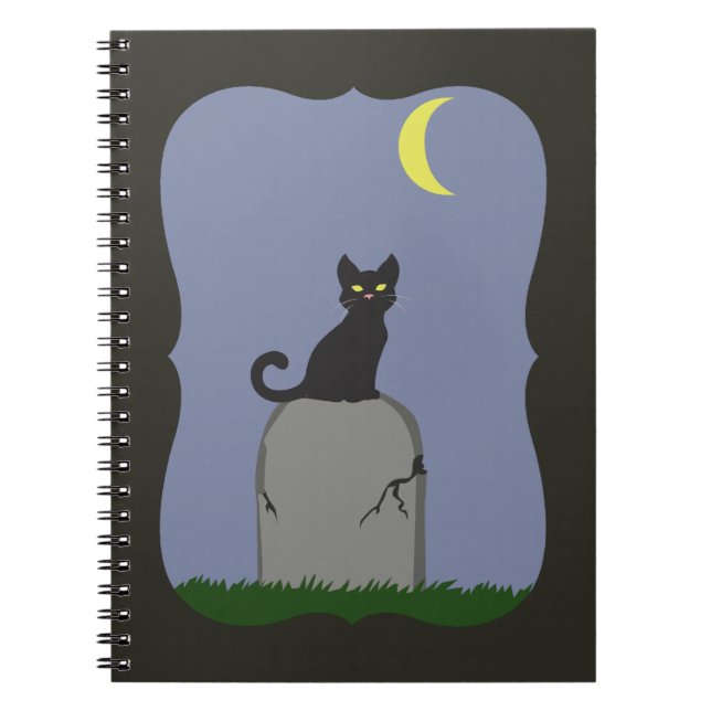 Spooky Halloween Cat Anteckningsbok (Framsidan)