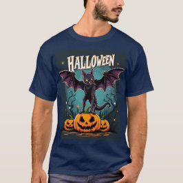 Spooky Halloween Cat: Fladdermus Vingar & Pumpkins T Shirt