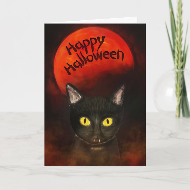 Spooky Halloween Cat Kort (Framsida)