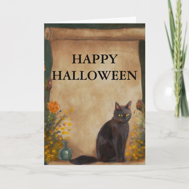 Spooky Halloween Cat Kort (Framsida)