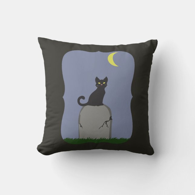 Spooky Halloween Cat Kudde (Framsida)