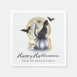 Spooky Halloween Cat Pumpkin Pappersservett