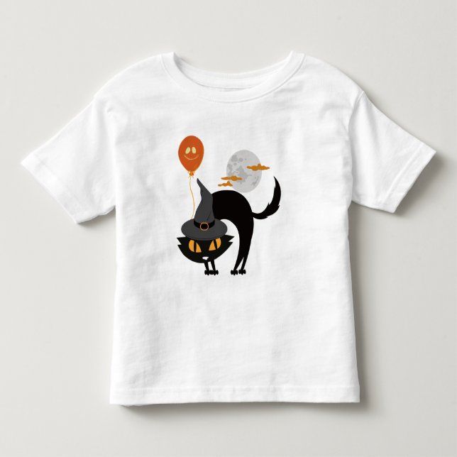 Spooky Halloween Cat T Shirt (Framsida)