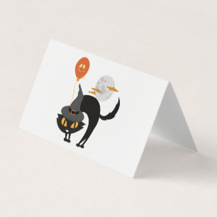 Spooky Halloween Cat Visitkort