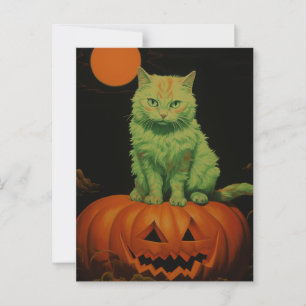Spooky Halloween Cat Vykort