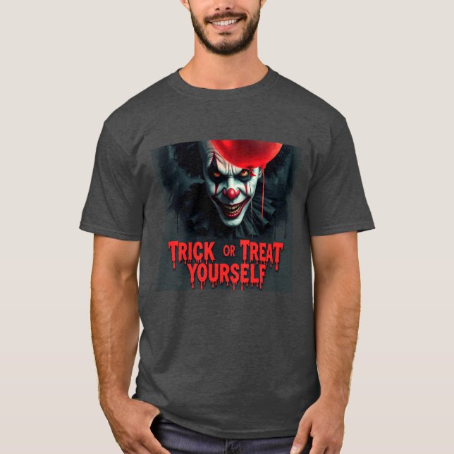 Spooky Halloween Clown Bus eller godis T Shirt (Framsida)
