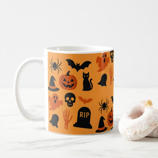 Spooky Halloween Coffee Mugg - Black & Orange (Med munk)