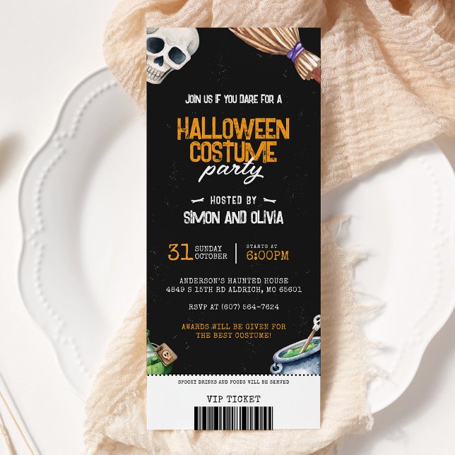 Spooky Halloween Costume Party Biljett Inbjudningar (Skapare uppladdad)