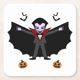 Spooky Halloween Costume Party Dracula Vampire Underlägg Papper Kvadrat