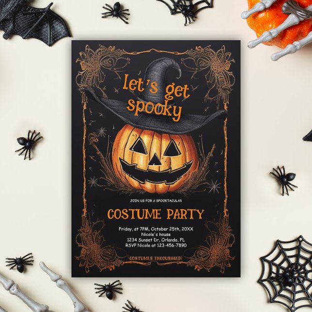 Spooky Halloween Costume Party Inbjudningar (Spooky Costume Party Halloween Invitation)