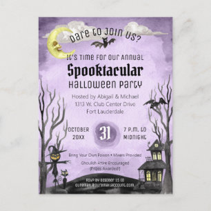 Spooky Halloween Costume Spooktacular Black Lila Vykort