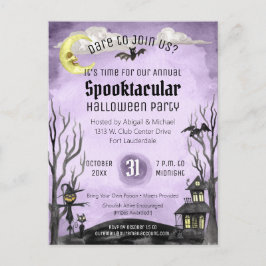 Spooky Halloween Costume Spooktacular Black Lila Vykort