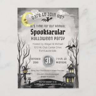 Spooky Halloween Costume Spooktacular Black White Vykort