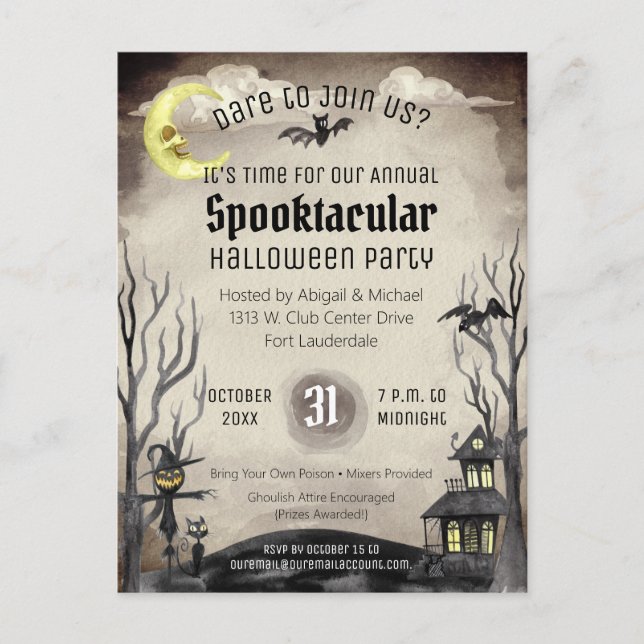 Spooky Halloween Costume Spooktacular Sepia Tone Vykort (Framsida)