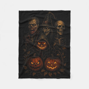 Spooky Halloween Creepy Pumpkin Scary Witch Zombie Fleecefilt
