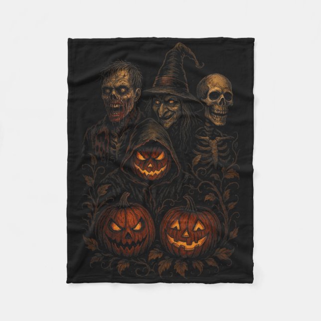 Spooky Halloween Creepy Pumpkin Scary Witch Zombie Fleecefilt (Framsidan)