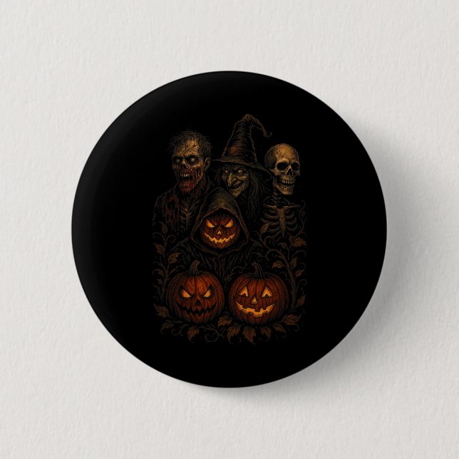 Spooky Halloween Creepy Pumpkin Scary Witch Zombie Knapp (Framsida)