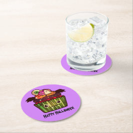 Spooky Halloween Cuptårta Underlägg Papper Rund