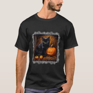 Spooky Halloween Cute Black Cat och Jack o lantern T Shirt