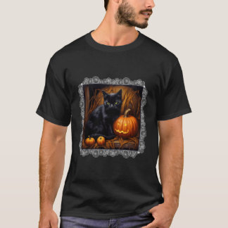 Spooky Halloween Cute Black Cat och Jack o lantern T Shirt