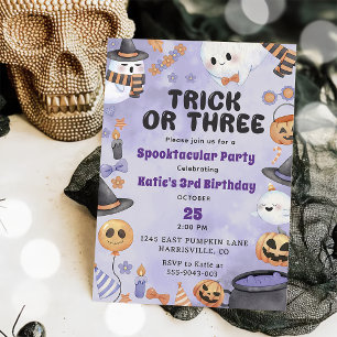 Spooky Halloween Cute Ghost 3:e födelsedagen Inbjudningar