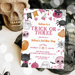 Spooky Halloween Cute Ghost 3:e födelsedagen Party Inbjudningar