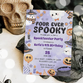 Spooky Halloween Cute Ghost 4e födelsedagen Inbjudningar