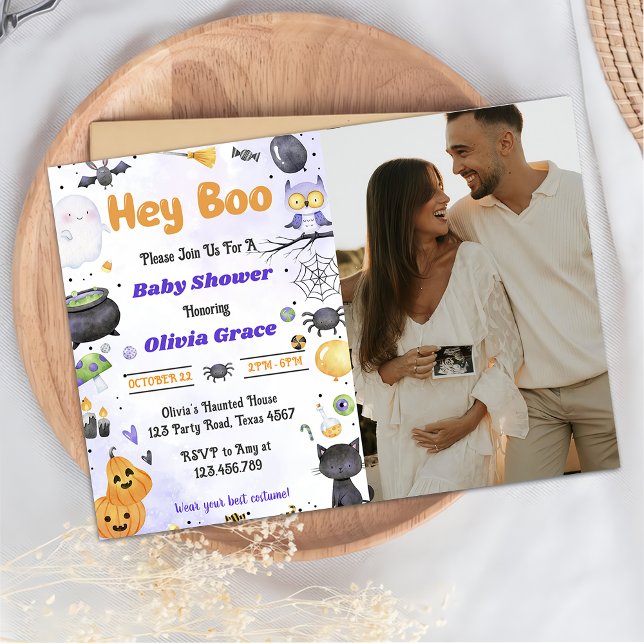 Spooky Halloween Cute Ghost Baby Shower Party Inbjudningar (Skapare uppladdad)
