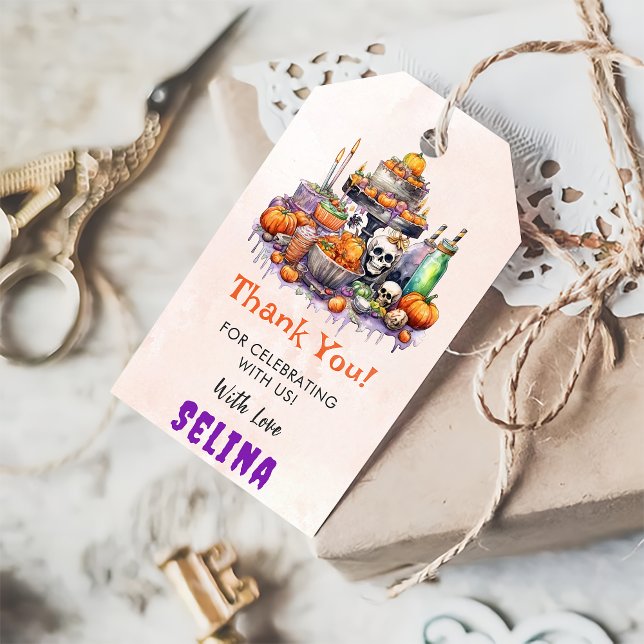 Spooky Halloween Cute Ghost Födelsedagsfest Gift T Presentetikett (Skapare uppladdad)