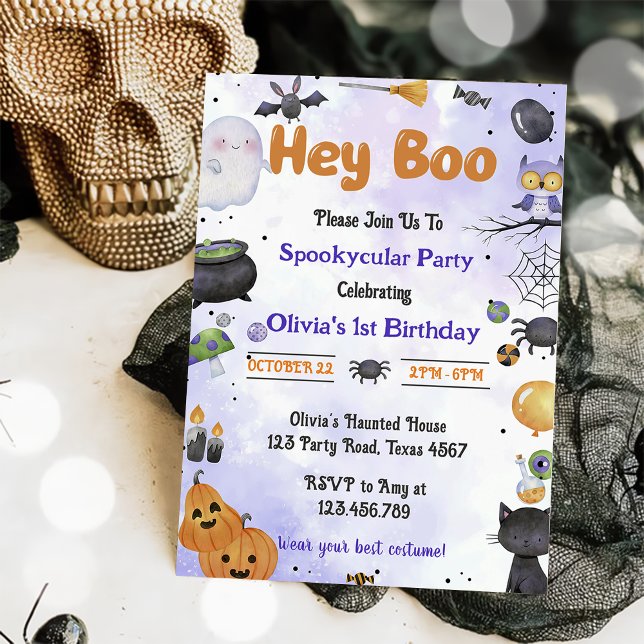 Spooky Halloween Cute Ghost Födelsedagsfest Inbjudningar (Skapare uppladdad)