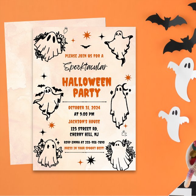Spooky Halloween Cute Ghost Party Inbjudningar (Skapare uppladdad)