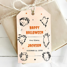 Spooky Halloween Cute Ghost Presentetikett
