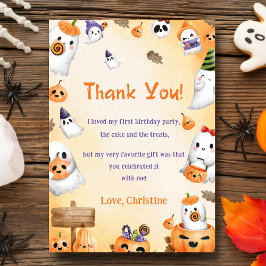 Spooky Halloween Cute Ghost Tack Inbjudningar
