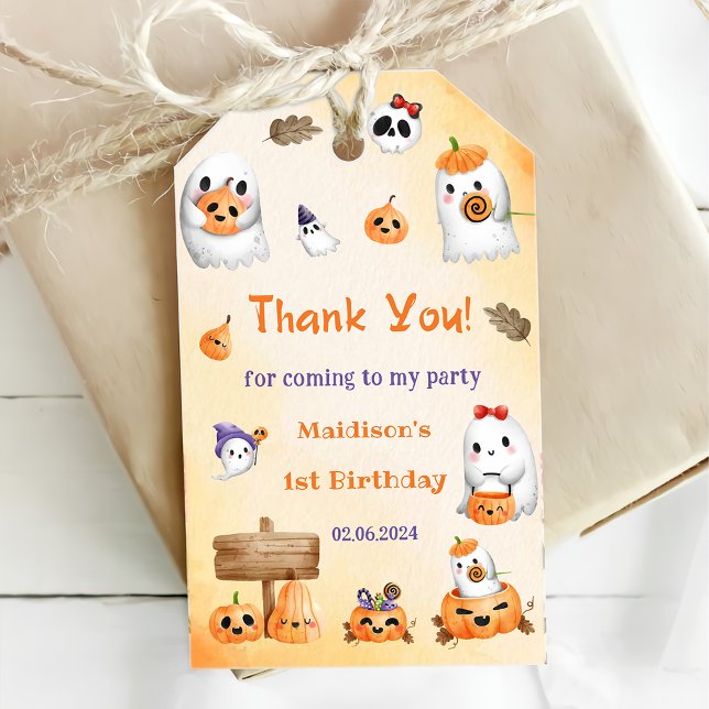 Spooky Halloween Cute Ghost Tack Presentetikett (Skapare uppladdad)