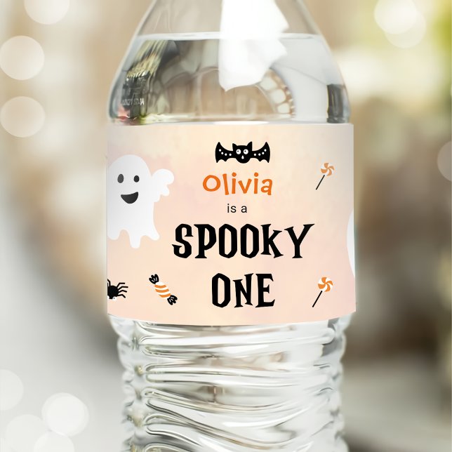 Spooky Halloween Cute Ghost Vattenflaskor Etikett (Skapare uppladdad)