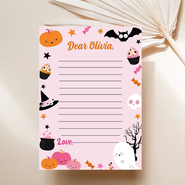 Spooky Halloween Cute Rosa Time Capsule Note  Tack Kort (Skapare uppladdad)