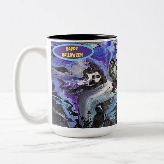 Spooky Halloween-design tillverkad av flytande akr Två-Tonad Mugg (Vänster)