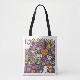 Spooky Halloween Doodle Tote Bag  Tygkasse