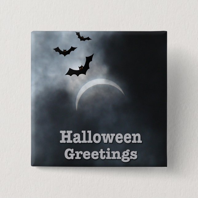 Spooky Halloween Eclipse Hälsning Knapp (Framsida)